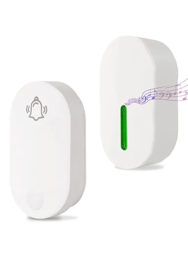 Self-Powered Wireless Doorbell With 38 Chord Ringtones &amp; 4-Level Volume Levels Self-Powered Transmitter &amp; Receiver 100 Meters Open Range ZFD21A