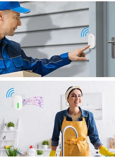 Self-Powered Wireless Doorbell With 38 Chord Ringtones &amp; 4-Level Volume Levels Self-Powered Transmitter &amp; Receiver 100 Meters Open Range ZFD21A