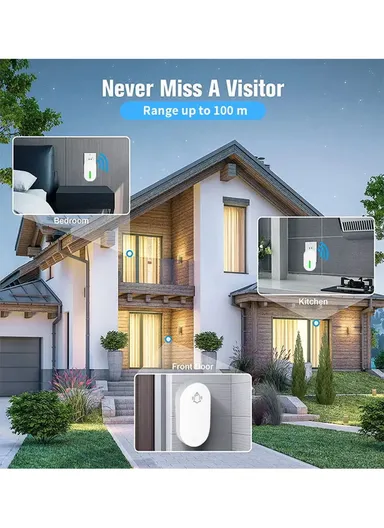 Self-Powered Wireless Doorbell With 38 Chord Ringtones &amp; 4-Level Volume Levels Self-Powered Transmitter &amp; Receiver 100 Meters Open Range ZFD21A