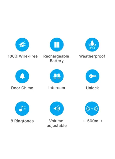 Wireless Home Intercom Speaking Listening 300M Range 2200mAh Advanced Waterproof Wireless Audio Intercom With Adjustable Volume &amp; Easy Installation RL-0518