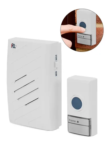 Wireless AC Doorbell: DC Battery Operated 1-Transmitter &amp; AC Operated 1-Receiver With 16 Chord Ringtones RL-3814