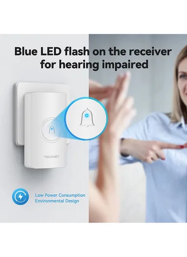 Kinetic Energy Self-Generating AC Wireless Doorbell With 1-Transmitter Self-Generating Power &amp; 1-Receiver EU Plug 120 Meters Block-Free Range
