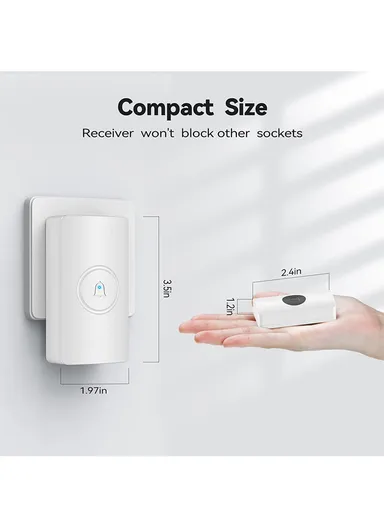 Kinetic Energy Self-Generating AC Wireless Doorbell With 1-Transmitter Self-Generating Power &amp; 1-Receiver EU Plug 120 Meters Block-Free Range