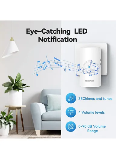 Kinetic Energy Self-Generating AC Wireless Doorbell With 1-Transmitter Self-Generating Power &amp; 1-Receiver EU Plug 120 Meters Block-Free Range
