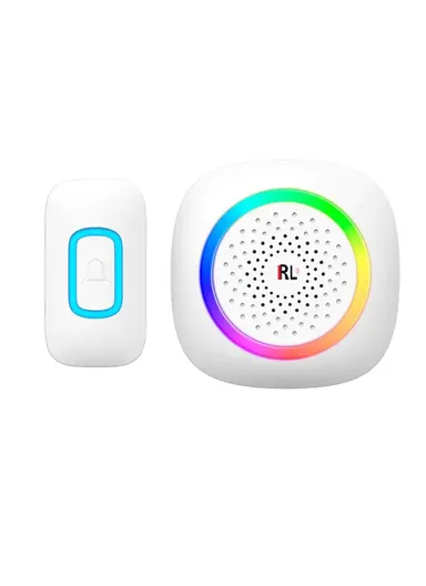 Battery-Operated DC Wireless Doorbell Kit With Color-Changing Led Indicator Light 300 Meters Block-Free Range RL-3995 - 1-Transmitter + 1-Receiver