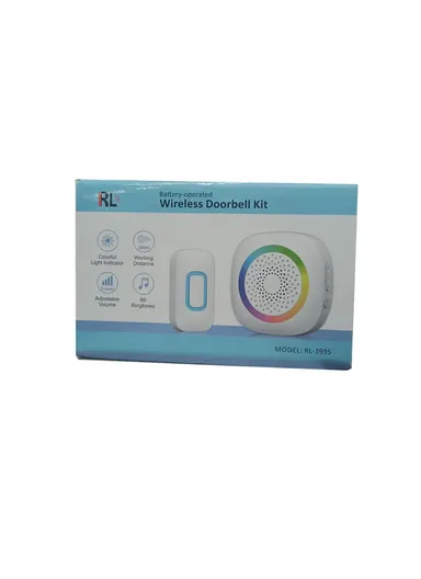 Battery-Operated DC Wireless Doorbell Kit With Color-Changing Led Indicator Light 300 Meters Block-Free Range RL-3995 - 1-Transmitter + 1-Receiver