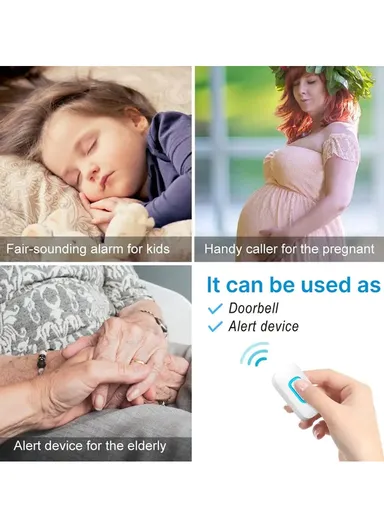 Battery-Operated DC Wireless Doorbell Kit With Color-Changing Led Indicator Light 300 Meters Block-Free Range RL-3995B - 2-Transmitter + 1-Receiver