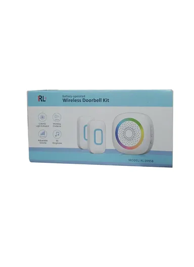 Battery-Operated DC Wireless Doorbell Kit With Color-Changing Led Indicator Light 300 Meters Block-Free Range RL-3995B - 2-Transmitter + 1-Receiver