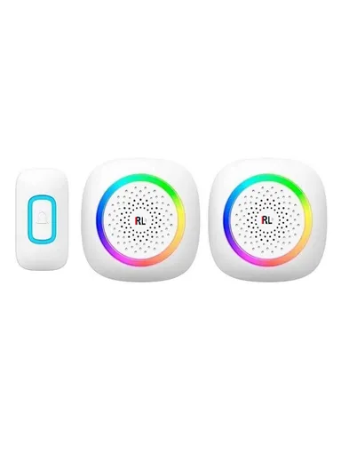 Battery-Operated DC Wireless Doorbell Kit With Color-Changing Led Indicator Light 300 Meters Block-Free Range RL-2R3995 - 1-Transmitter + 2-Receiver