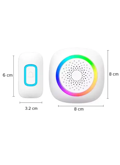 Battery-Operated DC Wireless Doorbell Kit With Color-Changing Led Indicator Light 300 Meters Block-Free Range RL-2R3995 - 1-Transmitter + 2-Receiver