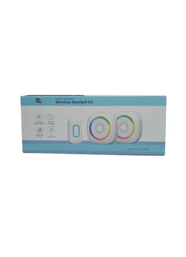 Battery-Operated DC Wireless Doorbell Kit With Color-Changing Led Indicator Light 300 Meters Block-Free Range RL-2R3995 - 1-Transmitter + 2-Receiver
