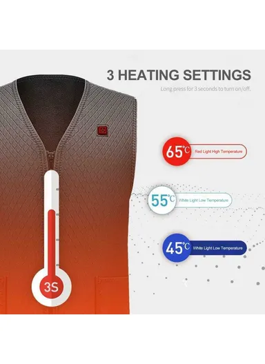 Men Heated Vest Winter Warm Heated Vest Heating Jacket Light USB Electric Warm Clothes For Outdoor Running Cycling Biking Driving Hiking(Battery Not Included) - s