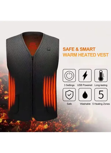 Men Heated Vest Winter Warm Heated Vest Heating Jacket Light USB Electric Warm Clothes For Outdoor Running Cycling Biking Driving Hiking(Battery Not Included) - s