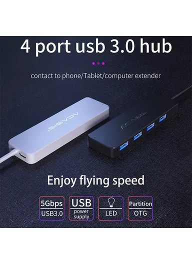 0.2m Cable 4 Ports USB3.0 Splitter Computer Laptop 5Gbps High Speed Transmission USB Hub AB3-L42