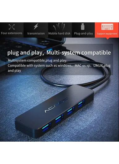 0.2m Cable 4 Ports USB3.0 Splitter Computer Laptop 5Gbps High Speed Transmission USB Hub AB3-L42