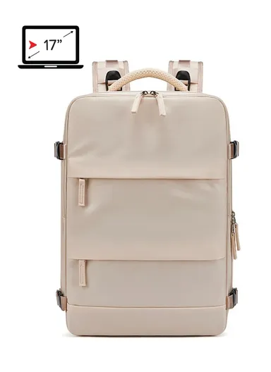Travel Casual Women Nylon Laptop Storage Dual Shoulders Bag With USB Port (W43 x D30 x H17)cm - Khaki