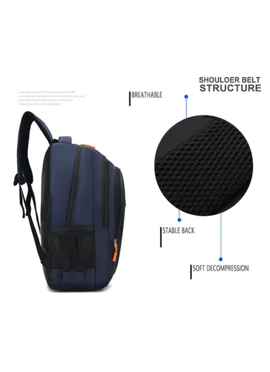 36-55L Lightweight Sport Oxford Cloth Backpack Schoolbag Travel Laptop Dual Shoulders Bag (W30 x D14 x H45)cm- Black