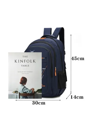 36-55L Lightweight Sport Oxford Cloth Backpack Schoolbag Travel Laptop Dual Shoulders Bag (W30 x D14 x H45)cm- Black