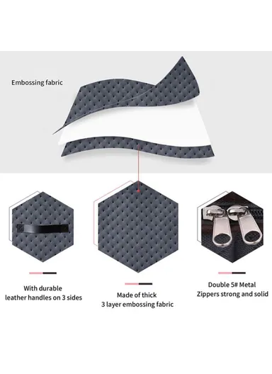 4 Pcs Under Bed Zipper Bag With Handle Transparent Window Foldable Blankets Clothes Storage Bin KZ-001001 (L100 x W50 x H15)cm - Black