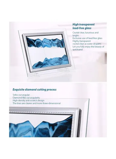 10" Decorative Art Painting 3D Glass Moving Sand Ornament Liquid Hourglass Landscape Painting (L25 x W30)cm -  Black / White / Pink