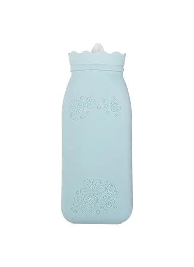 650ML Hot Water Bottle 650ml Warmer Silicone Heat Preservation Hot Water Bag JH-1915 (D9.5 x H24.5)cm - Green