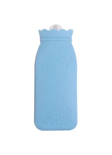 650ML Hot Water Bottle 650ml Warmer Silicone Heat Preservation Hot Water Bag JH-1915 (D9.5 x H24.5)cm -Blue