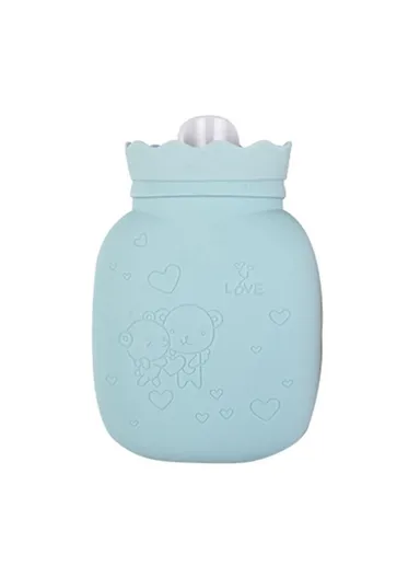400ml Silicone Hot Water Bottle Winter Microwave Heating  Bag Warmer Pain Relief Hot &amp; Cold Therapies JH-1912 (D10.5 x H16.8)cm-  Green