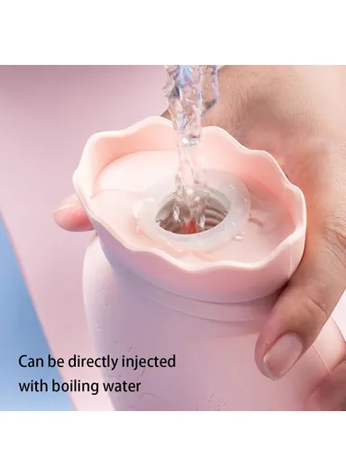 400ml Silicone Hot Water Bottle Winter Microwave Heating  Bag Warmer Pain Relief Hot &amp; Cold Therapies JH-1912 (D10.5 x H16.8)cm-  Green