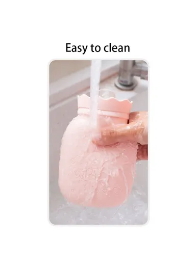 400ml Silicone Hot Water Bottle Winter Microwave Heating  Bag Warmer Pain Relief Hot &amp; Cold Therapies JH-1912 (D10.5 x H16.8)cm-  Green