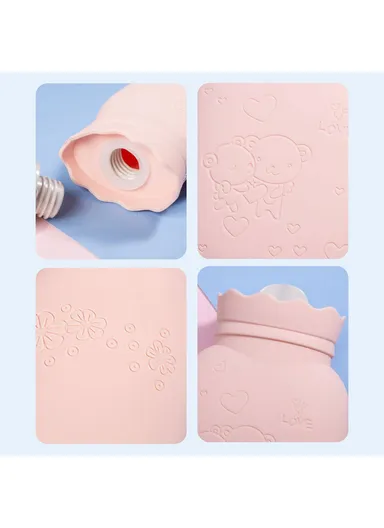 400ml Silicone Hot Water Bottle Winter Microwave Heating  Bag Warmer Pain Relief Hot &amp; Cold Therapies JH-1912 (D10.5 x H16.8)cm-  Green