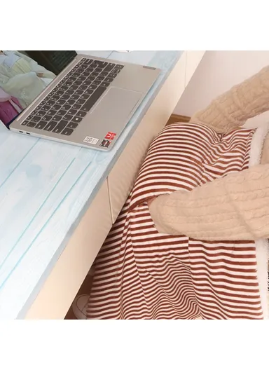 3-Gear USB Electric Heating Blanket Office Home Body Warm Heated Blanket Shawl With Hand Pocket -  Coffee