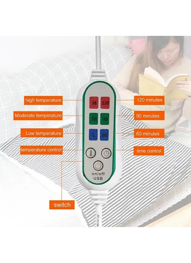 3-Gear USB Electric Heating Blanket Office Home Body Warm Heated Blanket Shawl With Hand Pocket -  Coffee