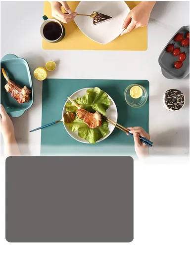 30x40cm Silicone Placemats Heat-Resistant Thicken Non-Skid Table Mats Set For Kids A-120 - Baby - Dark Grey