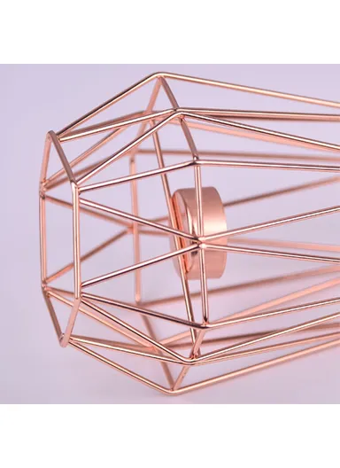 European Style Geometric Metal Tealight Candle Holder Living Room Bathroom Decoration Centerpieces for Wedding Dining (without Candle), Size S - Rose Gold