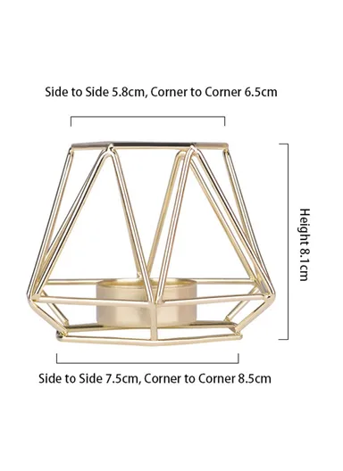 European Style Geometric Metal Tealight Candle Holder Living Room Bathroom Decoration Centerpieces for Wedding Dining (without Candle), Size S - Rose Gold