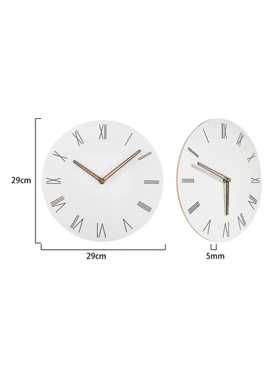 29cm MDF Wood Silent Non Ticking Wall Clock For Home Living Room Bedroom - Roman Number