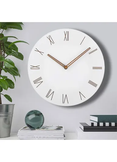 29cm MDF Wood Silent Non Ticking Wall Clock For Home Living Room Bedroom - Roman Number