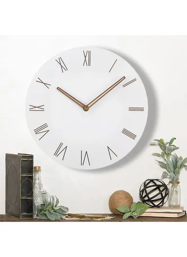 29cm MDF Wood Silent Non Ticking Wall Clock For Home Living Room Bedroom - Roman Number