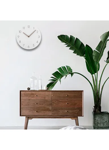 29cm MDF Wood Silent Non Ticking Wall Clock For Home Living Room Bedroom - Arabic Numeral With Dot