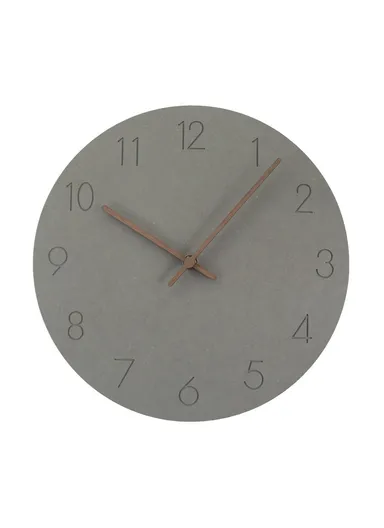 29cm Nordic Style Wall Clock Creative Round Silent Wooden Clock For Living Room Bedroom &amp; Kitchen (A Type) - Light Grey