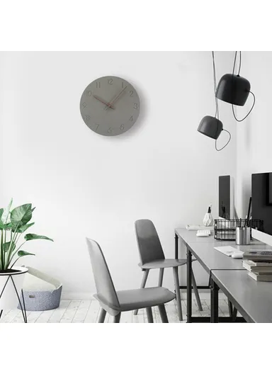 29cm Nordic Style Wall Clock Creative Round Silent Wooden Clock For Living Room Bedroom &amp; Kitchen (A Type) - Light Grey