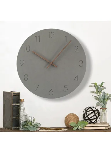 29cm Nordic Style Wall Clock Creative Round Silent Wooden Clock For Living Room Bedroom &amp; Kitchen (A Type) - Light Grey