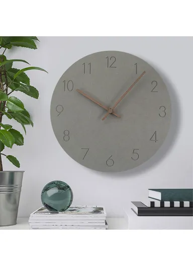 29cm Nordic Style Wall Clock Creative Round Silent Wooden Clock For Living Room Bedroom &amp; Kitchen (A Type) - Light Grey