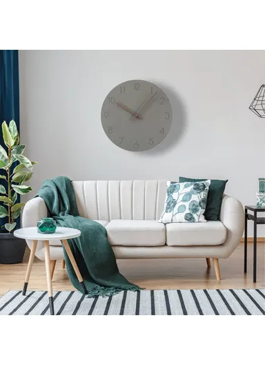 29cm Nordic Style Wall Clock Creative Round Silent Wooden Clock For Living Room Bedroom &amp; Kitchen (A Type) - Light Grey