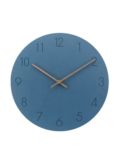 29cm Nordic Style Wall Clock Creative Round Silent Wooden Clock For Living Room Bedroom &amp; Kitchen (A Type) - Blue