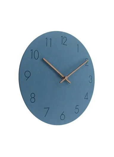 29cm Nordic Style Wall Clock Creative Round Silent Wooden Clock For Living Room Bedroom &amp; Kitchen (A Type) - Blue