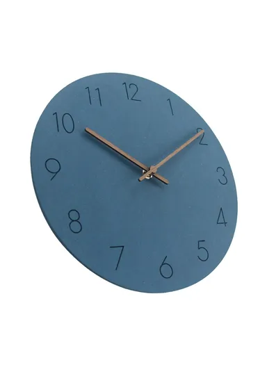 29cm Nordic Style Wall Clock Creative Round Silent Wooden Clock For Living Room Bedroom &amp; Kitchen (A Type) - Blue
