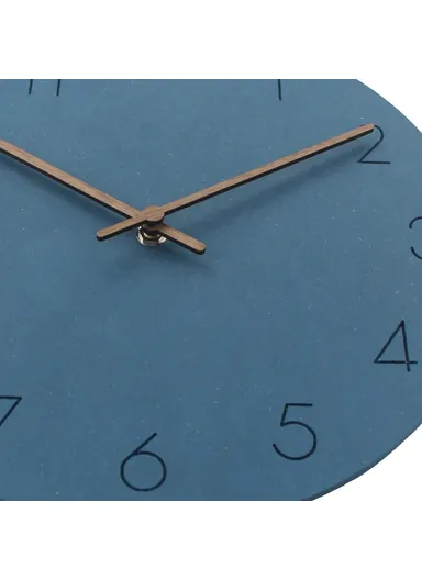 29cm Nordic Style Wall Clock Creative Round Silent Wooden Clock For Living Room Bedroom &amp; Kitchen (A Type) - Blue