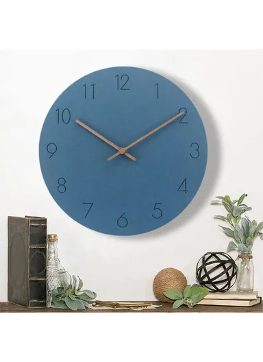 29cm Nordic Style Wall Clock Creative Round Silent Wooden Clock For Living Room Bedroom &amp; Kitchen (A Type) - Blue