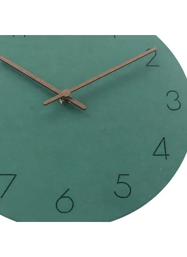 29cm Nordic Style Wall Clock Creative Round Silent Wooden Clock For Living Room Bedroom &amp; Kitchen (A Type) - Green